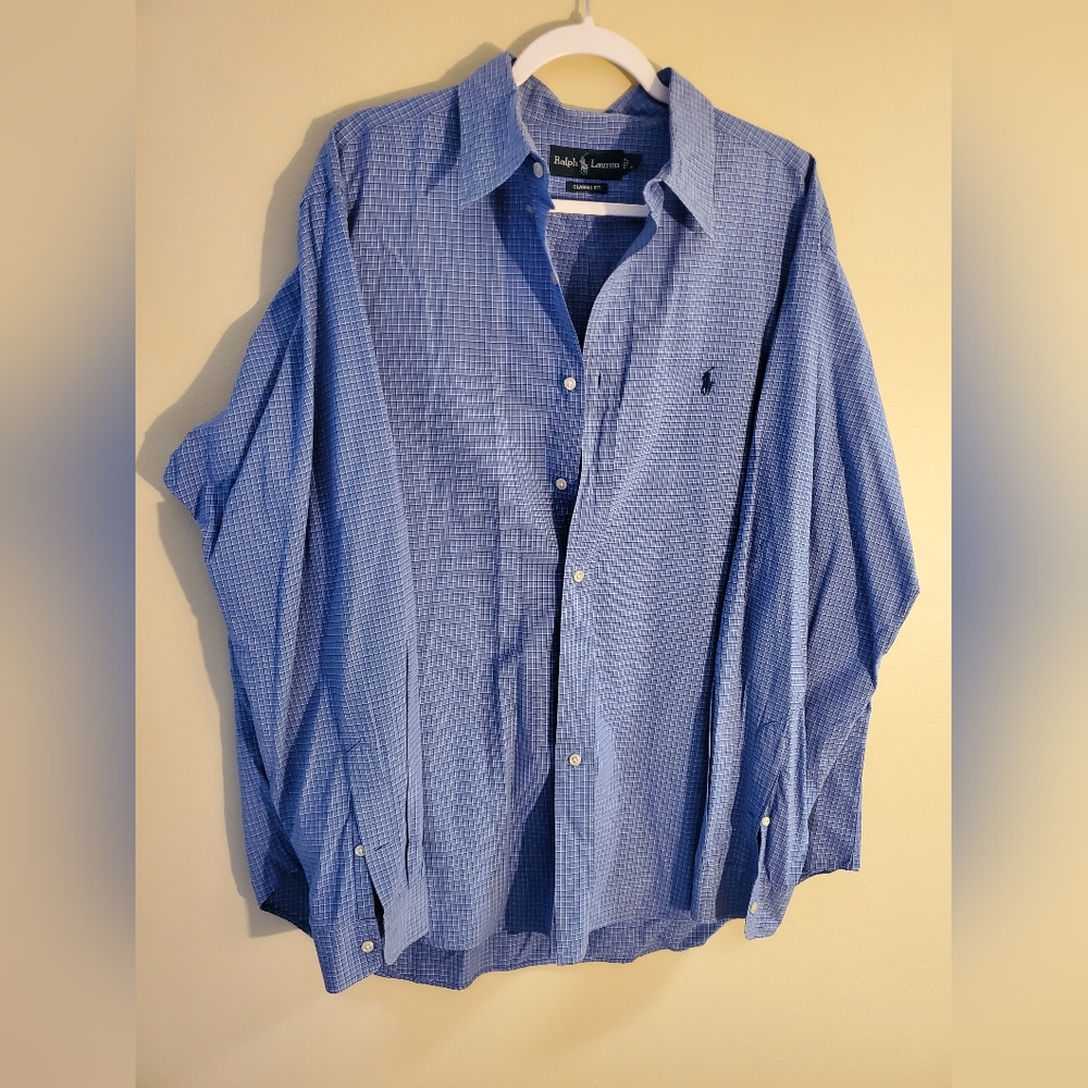 Ralph Lauren Blue Casual Button Down Shirt Classic Fit XL